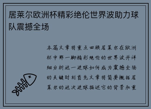 居莱尔欧洲杯精彩绝伦世界波助力球队震撼全场