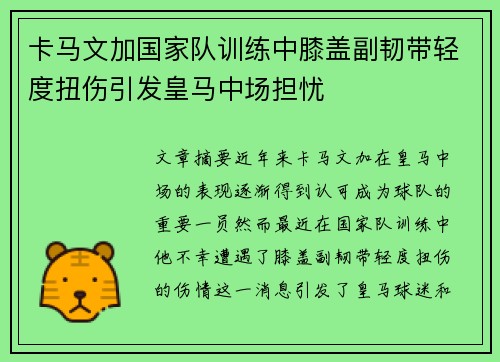 卡马文加国家队训练中膝盖副韧带轻度扭伤引发皇马中场担忧